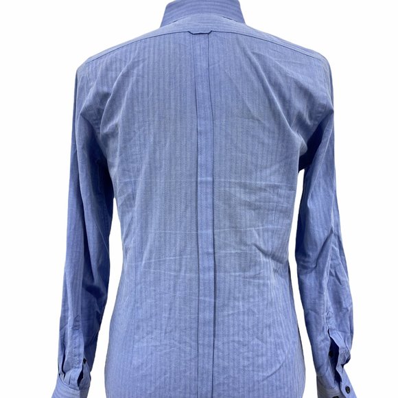 Express Men's Casual Blue Fitted Button Down Shirt Fitted Long Sleeve Size Small - Picture 4 of 6